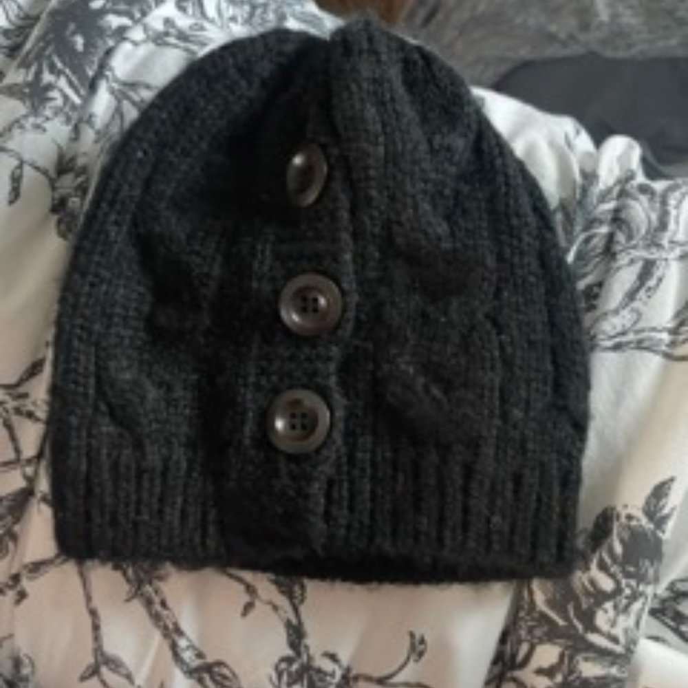 Black Beanie with buttons